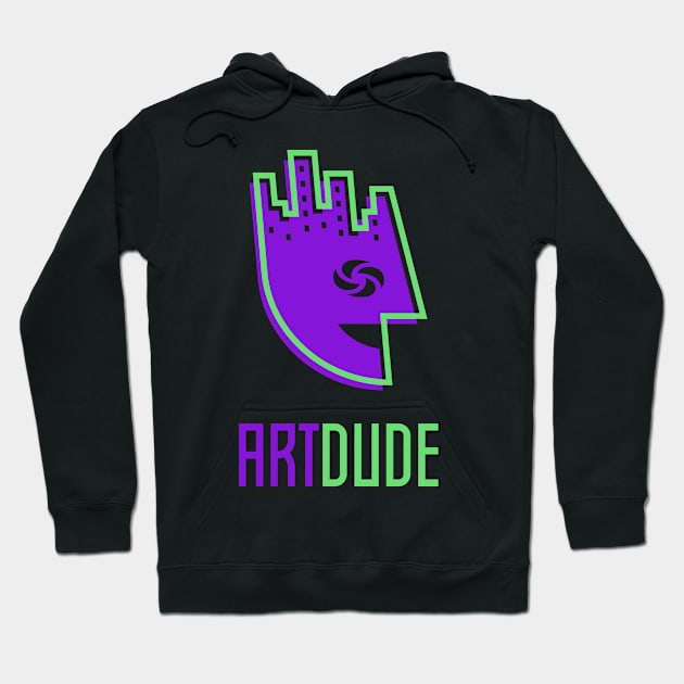 YourArtDude Logo In Purple And Lime Hoodie by yourartdude